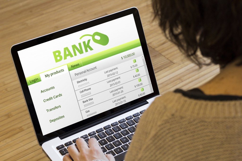 banking online concept: bank sofware on a laptop screen